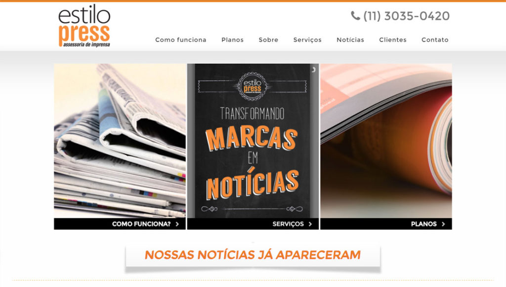 site estilo press visto por um imac